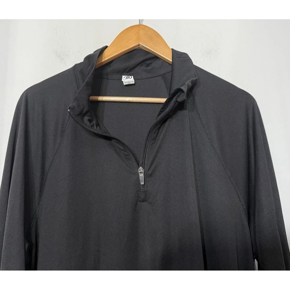 Alo Yoga Mens  1/4 Zip Pullover Black Performance Long Sleeve XL Athleisure Logo